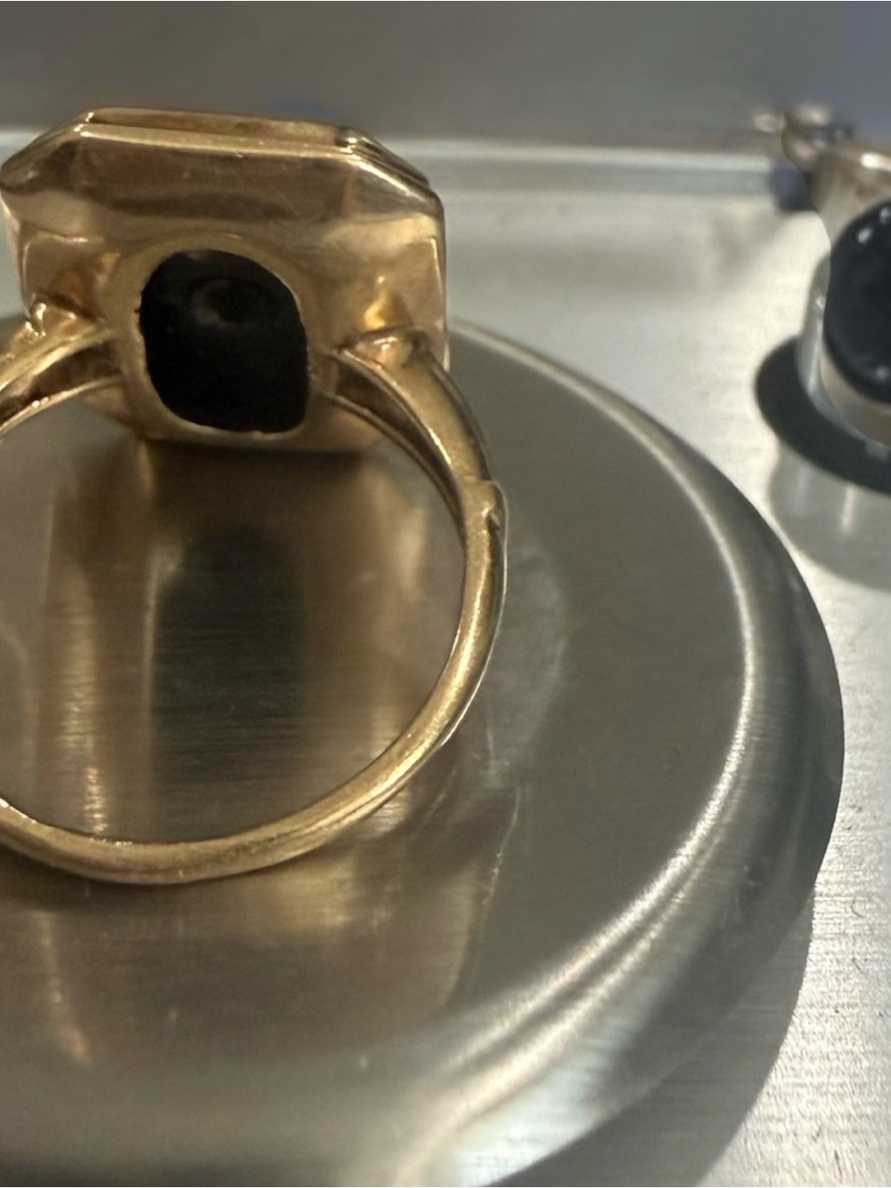 Vintage 14K & 18K Gold Diamond Initial D Signet Ring Size 5.25 - Picture 4 of 7